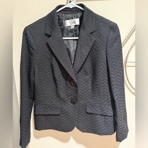 Le Suit Women's Dark Black Chevron Blazer Jacket Size 4 Cotton